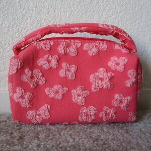 Ulta Beauty Collection coral pink floral flower makeup cosmetic bag